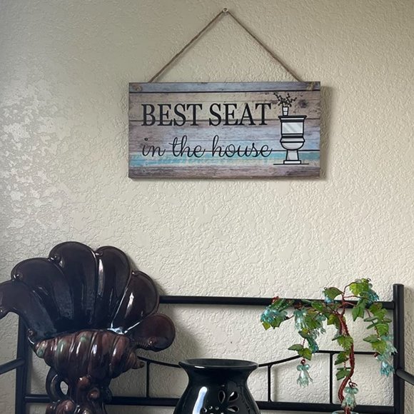 Farmhouse Bathroom Sign Funny Decorative Rustic Cottage Wooden Bath Wall Decor - Picture 5 of 10